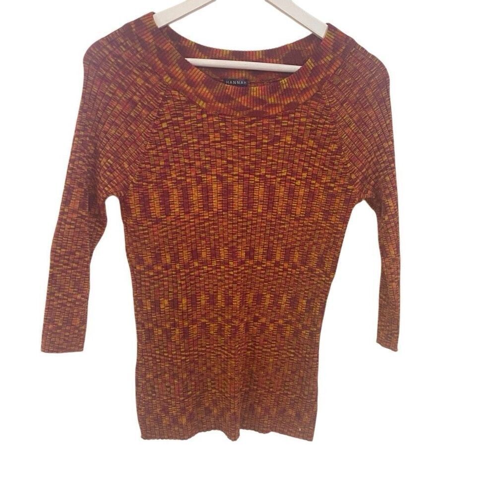 Hannah Xl 3/4 sleeve stretch crew neck orange